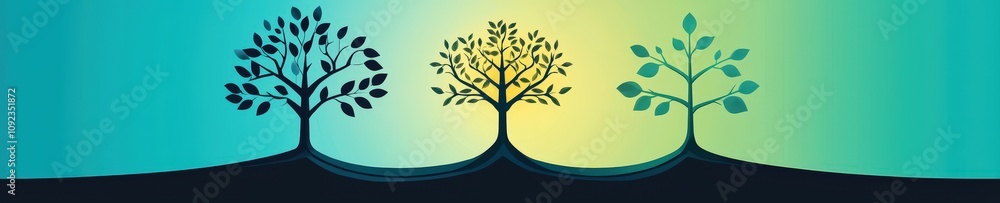 Poster illustration of interconnected trees symbolizing unity