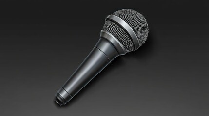 Sleek Black Microphone on Dark Background