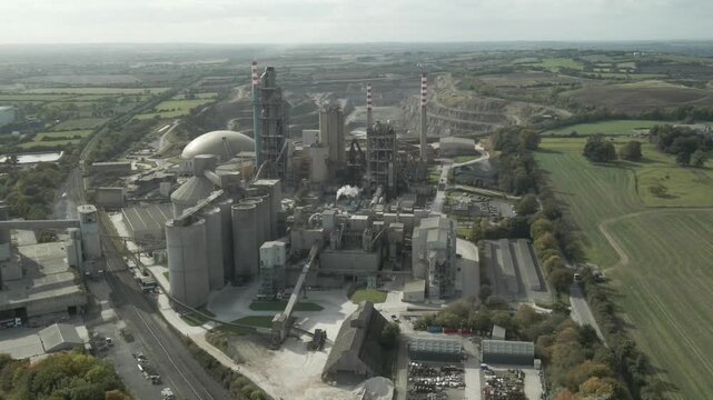 Irish Cement plant and quarry near Drogheda in County Louth Ireland captured from an aerial view