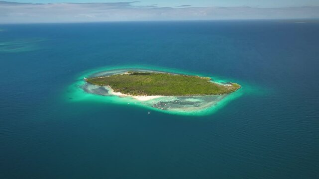 Aerial View Of Sillon Island In The Visayan Sea near Bantayan Island, Cebu, Philippines.