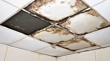 Moldy ceiling in apartment reveals neglect and potential health hazards, emphasizing the importance of regular maintenance and living conditions.
