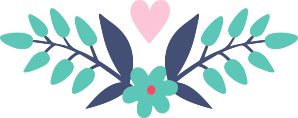 Reflected composition purple and pink flowers is made in folk art. Design element, border element, print in rustic style, isolated white background.