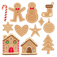 Naklejka premium Set Element Gingerbread for Christmas theme. vector