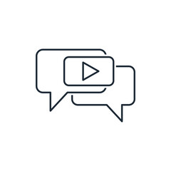 Naklejka premium Join the conversation, discussion. Vector linear icon isolated on white background.