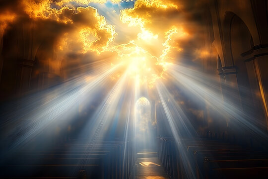 Heavenly light. symbolizing divine presence, spiritual illumination, gods love, grace and blessings