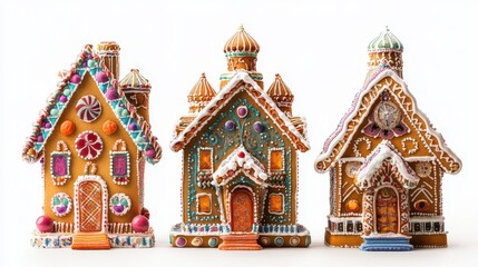 Obraz premium Christmas gingerbread house in snow town,Cookie and candy house with christmas tree,holiday greeting season,gift for Christmas day,Merry Christmas,happy new year concept,copy space.
