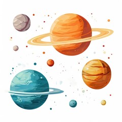 the AI Image Generator, Flying planets astronomy universe space.