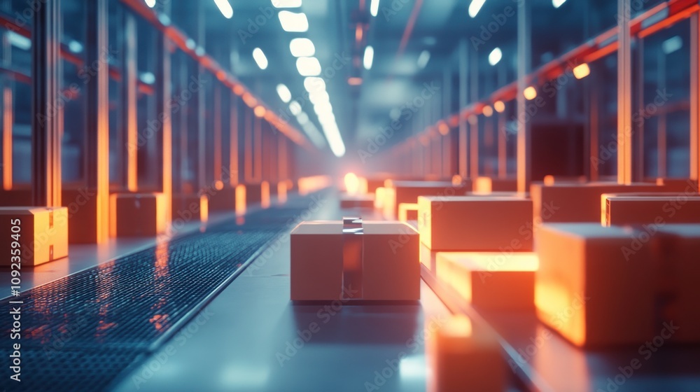 Aufkleber Automated Package Sorting System In A Modern Warehouse