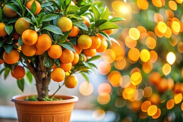 A tree with many oranges hanging from it