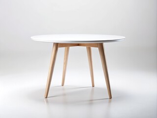 Fototapeta premium Elegant Simple Table Isolated on White Background for Clean Product Photography, Ideal for Advertisements, Catalogs, and Online Store Displays, Featuring Minimalist Design Elements