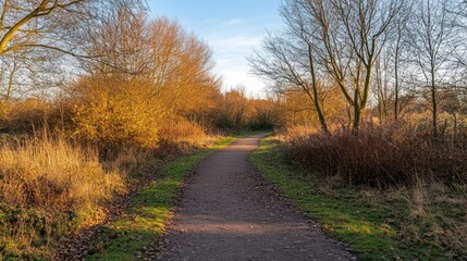 Fototapeta premium Autumnal Pathway Through A Woodland Area