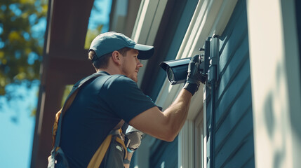 Installing a surveillance camera on a house exterior
