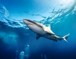 Gliding Below: A Shark's World Sea from Above
