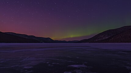 Frozen Lake Under Aurora Borealis