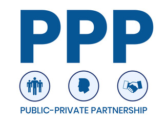 PPP - Public-private partnership acronym. business concept background. vector illustration concept with keywords and icons. lettering illustration with icons for web banner, flyer, landing page