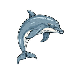 Obraz premium Leaping Dolphin: Oceanic Grace in Artistic Detail