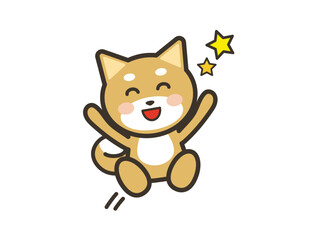 大喜びで飛び跳ねるかわいい犬のイラスト