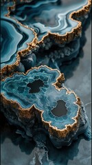 Fototapeta premium Abstract mineral formation with blue and gold tones.