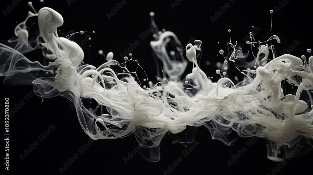 Poster slow motion capture of ink dispersing into water creating mesmerizing abstractions