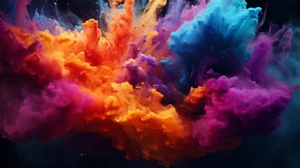 Fototapeta premium Vibrant Colorful Powder Explosion in Slow Motion Abstract Art