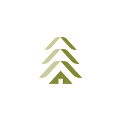 Obraz premium pine tree house logo vector. forest design
