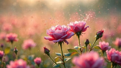 Obraz premium Pink roses macro photo