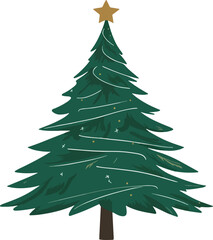 Obraz premium Festive Christmas tree with ornaments Vector art Illustration Isolate on white background