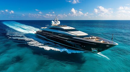 Obraz premium Luxury Yacht Cruising Across The Azure Ocean