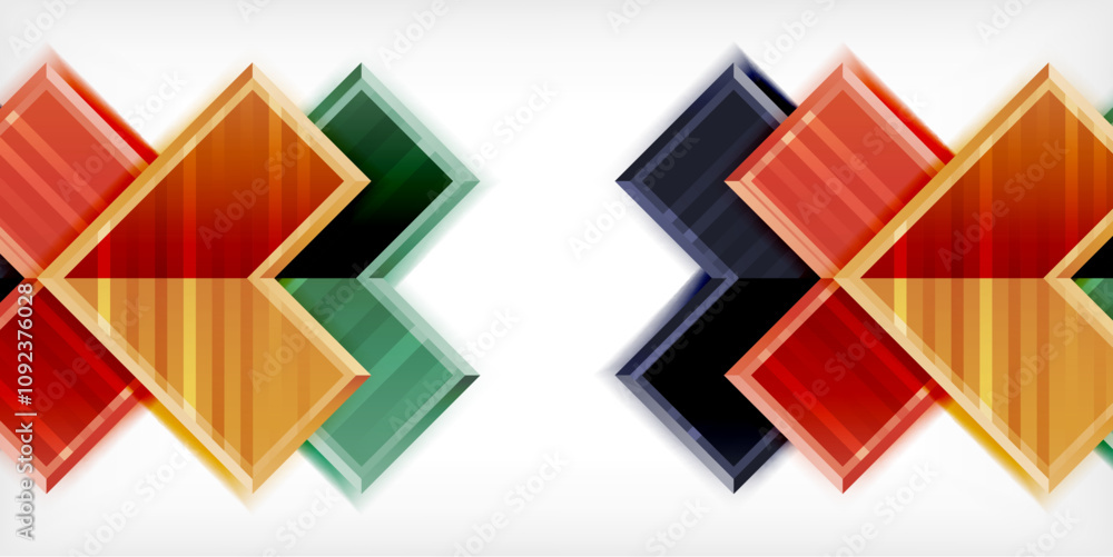 Poster Arrow symbols created with 3d effects and line texture geometric abstract background