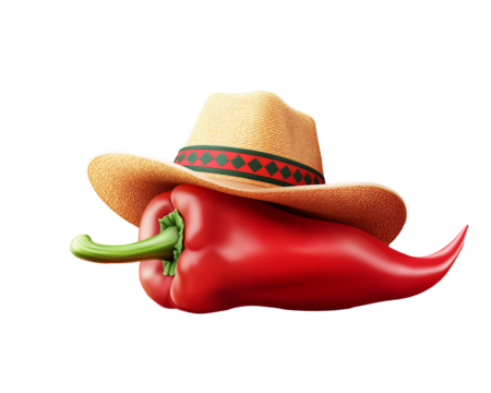 a red pepper with a hat
