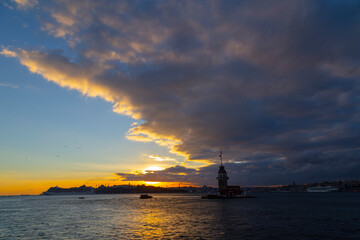 Sunset at the Maiden's Tower in Istanbul