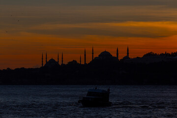 Sunset at the Maiden's Tower in Istanbul