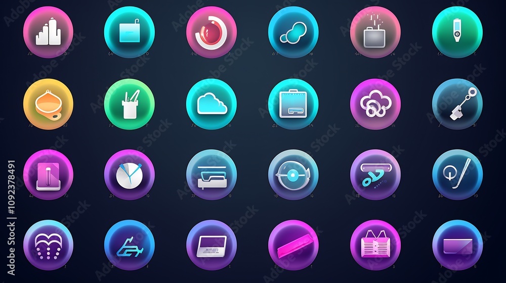 Poster comprehensive icon set for performance management