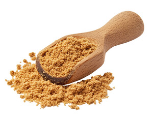 a wooden spoon full of brown powder
