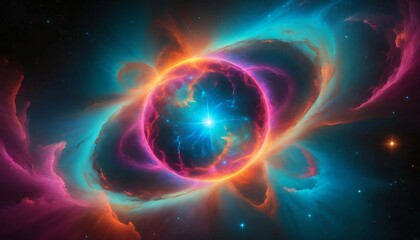 Obraz premium Stunning Cosmic Explosion with Vibrant Colors in Deep Space