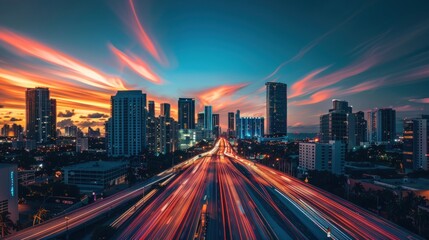 Fototapeta premium Miami Cityscape at Dusk