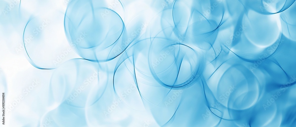 Poster abstract background with translucent light blue overlapping circles creating a modern, soft, and min
