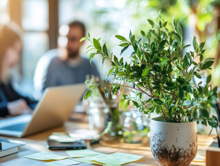 Team Brainstorming Session in a Modern Office