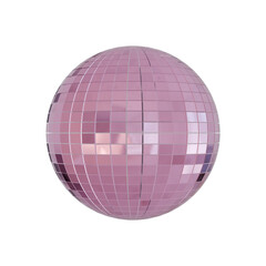 pink disco ball isolated in transparent background 