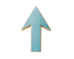 a blue arrow pointing up