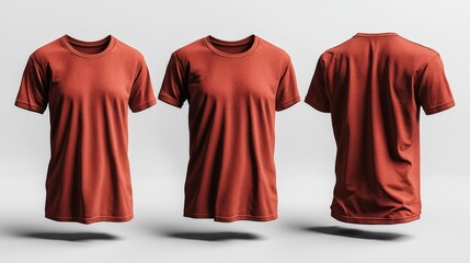 Scoop Neck 3D Render MOCKUP T-shirt in Rust Color. Generative AI