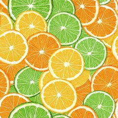 Obraz premium Sliced Slices Pile Collage of Lemons and Limes Seamless Food Pattern Texture