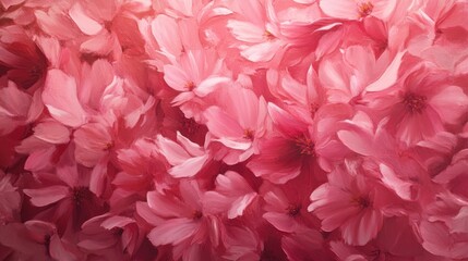 Fototapeta premium Vibrant pink flower petals blend harmoniously, creating a serene backdrop reminiscent of cherry blossoms or roses that evoke romance in a tranquil spring atmosphere