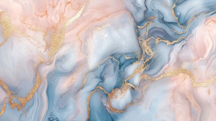 Obraz premium Marble texture, abstract swirls, pastel pink and blue hues, subtle gold accents