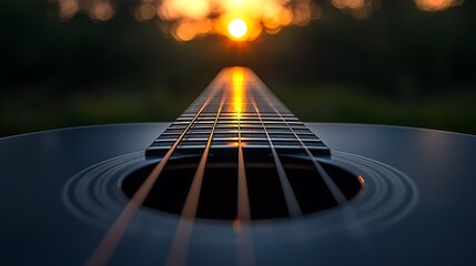 Acoustic Guitar at Sunset