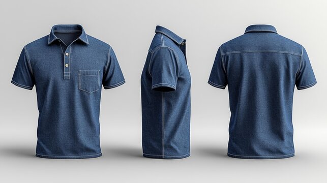 Denim Polo Shirt Mockup. Generative AI