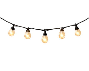 a string of lights with lights on
