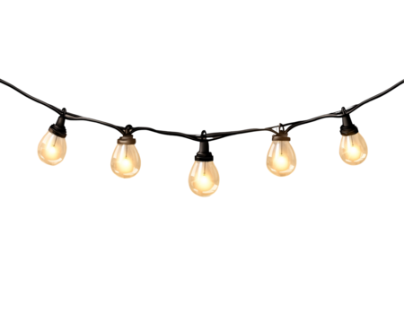 a string of lights with lights on