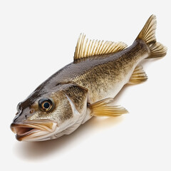 Naklejka premium Freshwater fish close-up showcasing a large and vibrant specimen with sharp fins, detailed scales, and a focused expression, perfect for culinary or nature-themed projects.