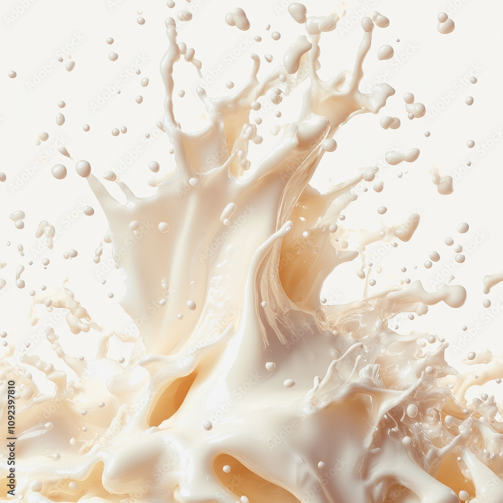 Poster high-quality splash of milk creating dynamic texture on an abstract background with dramatic droplet